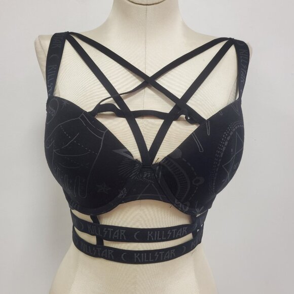 Killstar Other - Killstar Womens Strappy Festival Bra Size XL Black Whimsigoth Devilcore Witchy